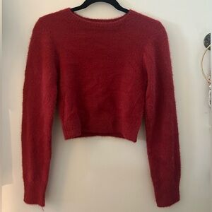 Red soft cropped sweater from Urban Outfitters
